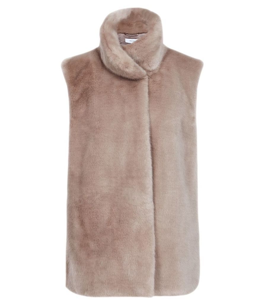 Reiss Fay - Faux Fur Gilet in Neutral, Womens, Size XL