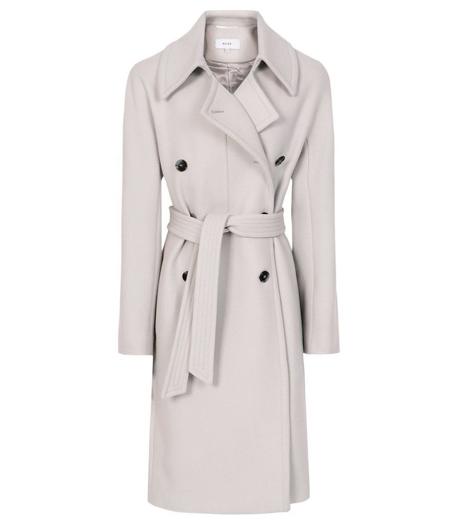 Reiss Eilish - Double Breasted Coat in Neutral, Womens, Size 14