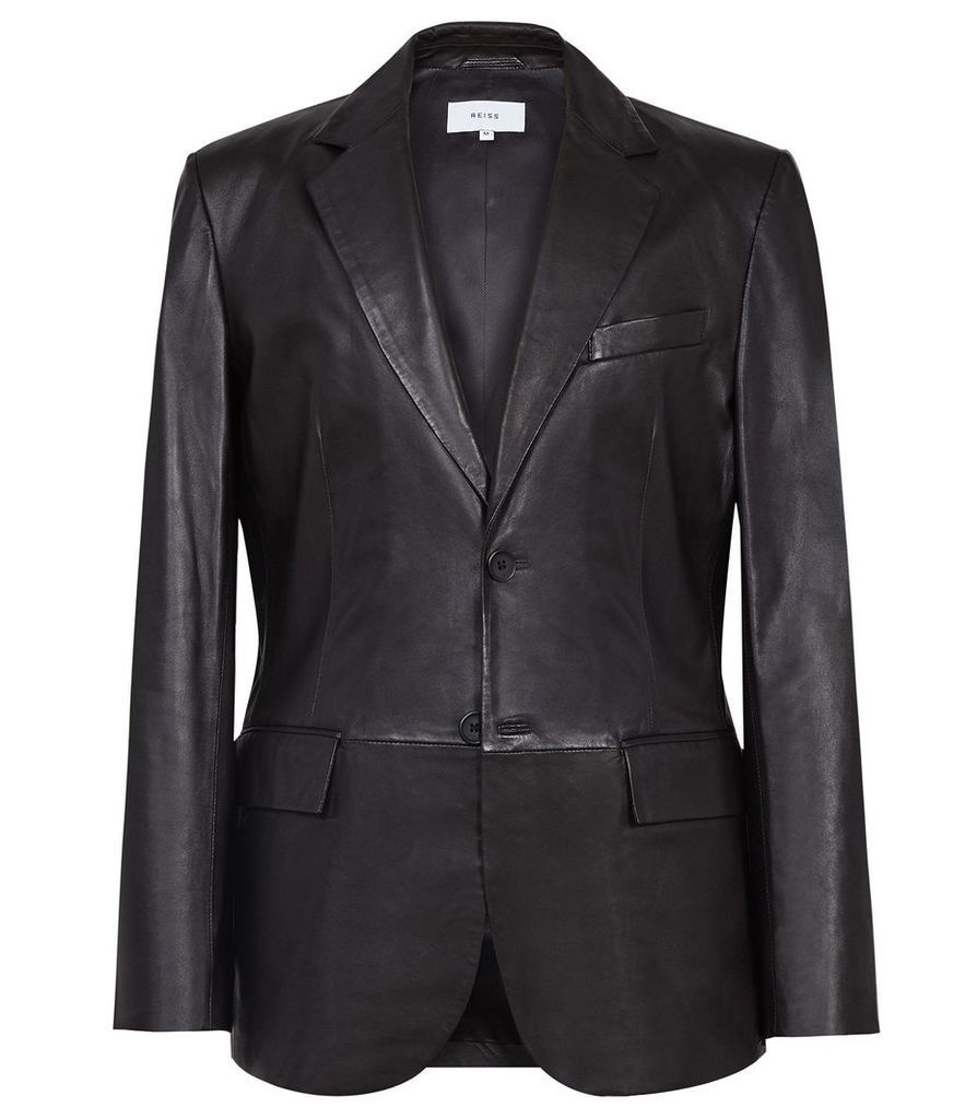 Reiss Hauge - Leather Blazer in Black, Mens, Size XXL