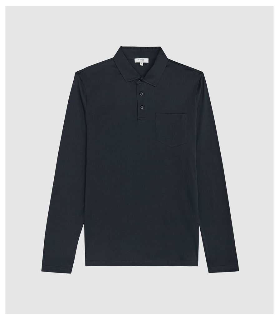 Reiss Robbie - Mercerised Cotton Polo Shirt in Navy, Mens, Size XXL