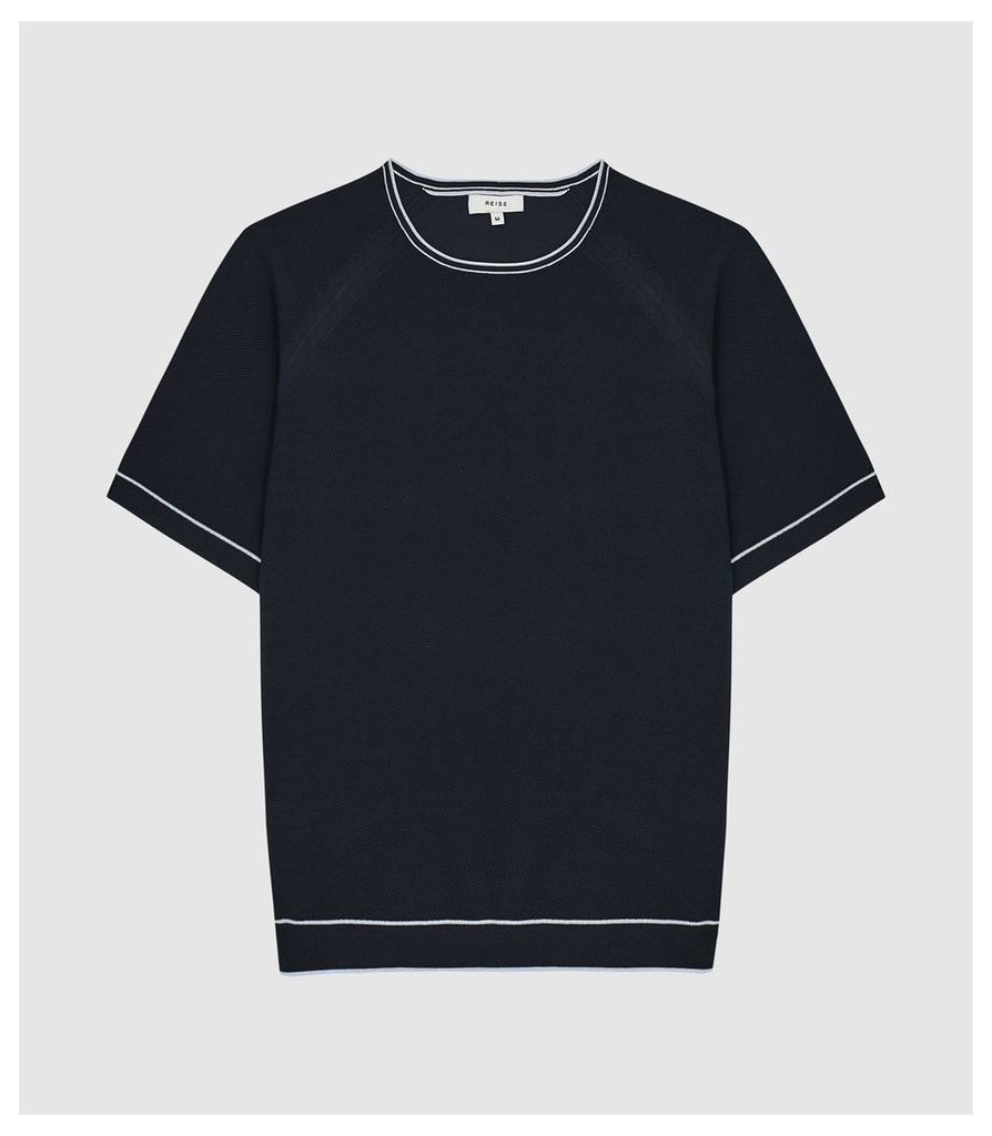 Reiss Kyle - Tipped Crew Neck Top in Navy, Mens, Size XXL