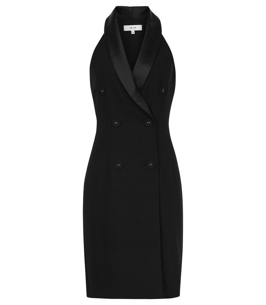 Reiss Sinead - Sleeveless Tuxedo Dress in Black, Womens, Size 14