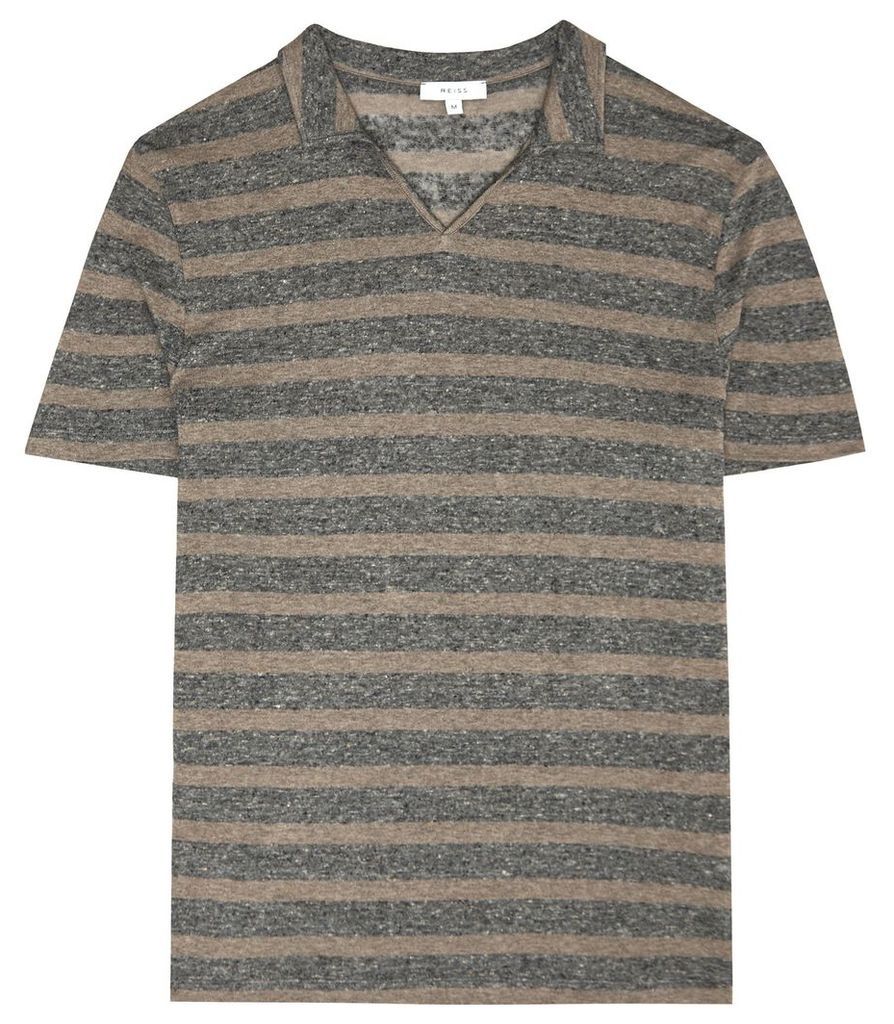 Reiss Rodney - Open Collar Polo Shirt in Grey, Mens, Size XXL