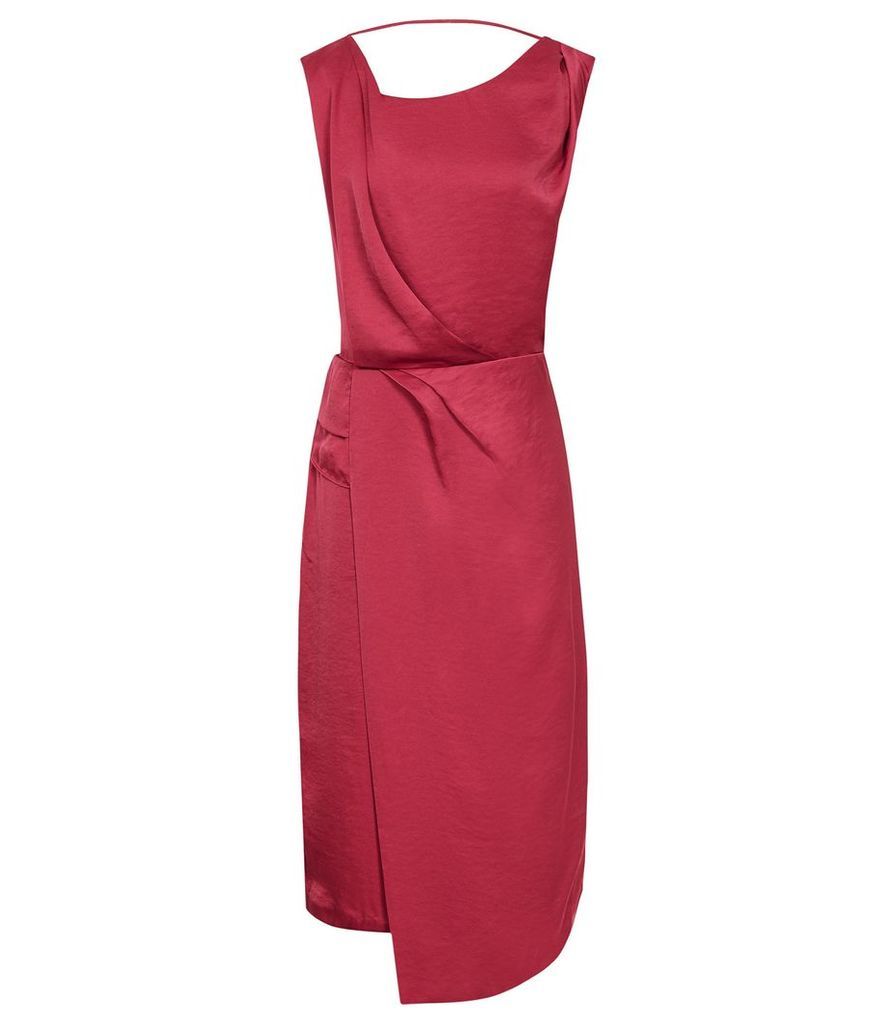 Reiss Karina - Cross Back Cocktail Dress in Raspberry, Womens, Size 16