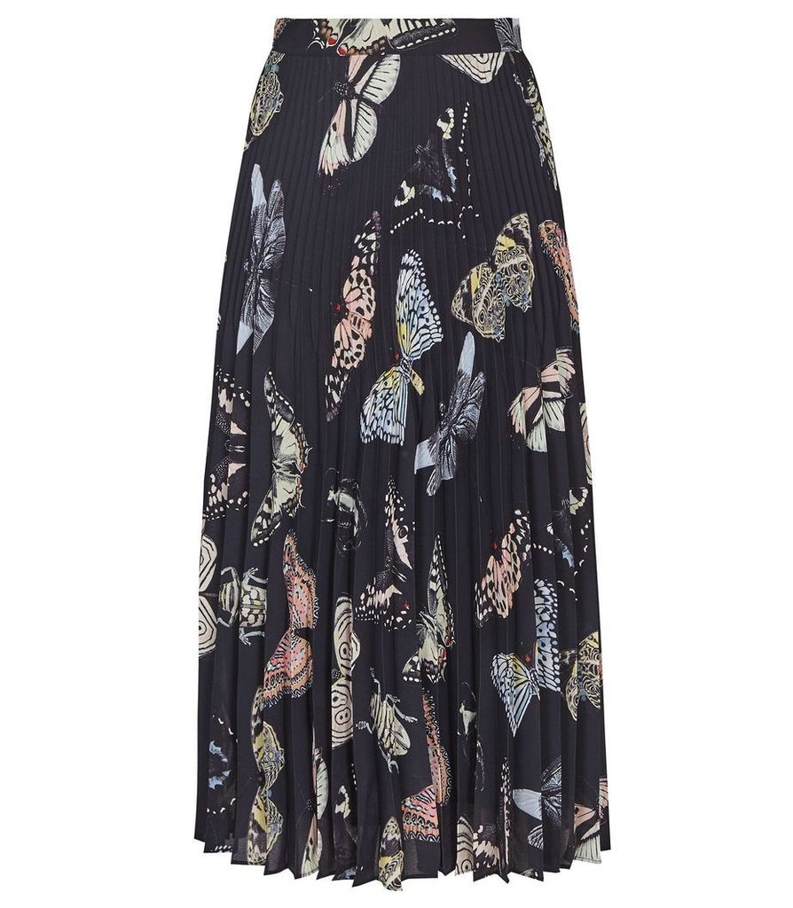 Reiss Sarah - Butterfly Printed Midi Skirt in Multi, Womens, Size 16