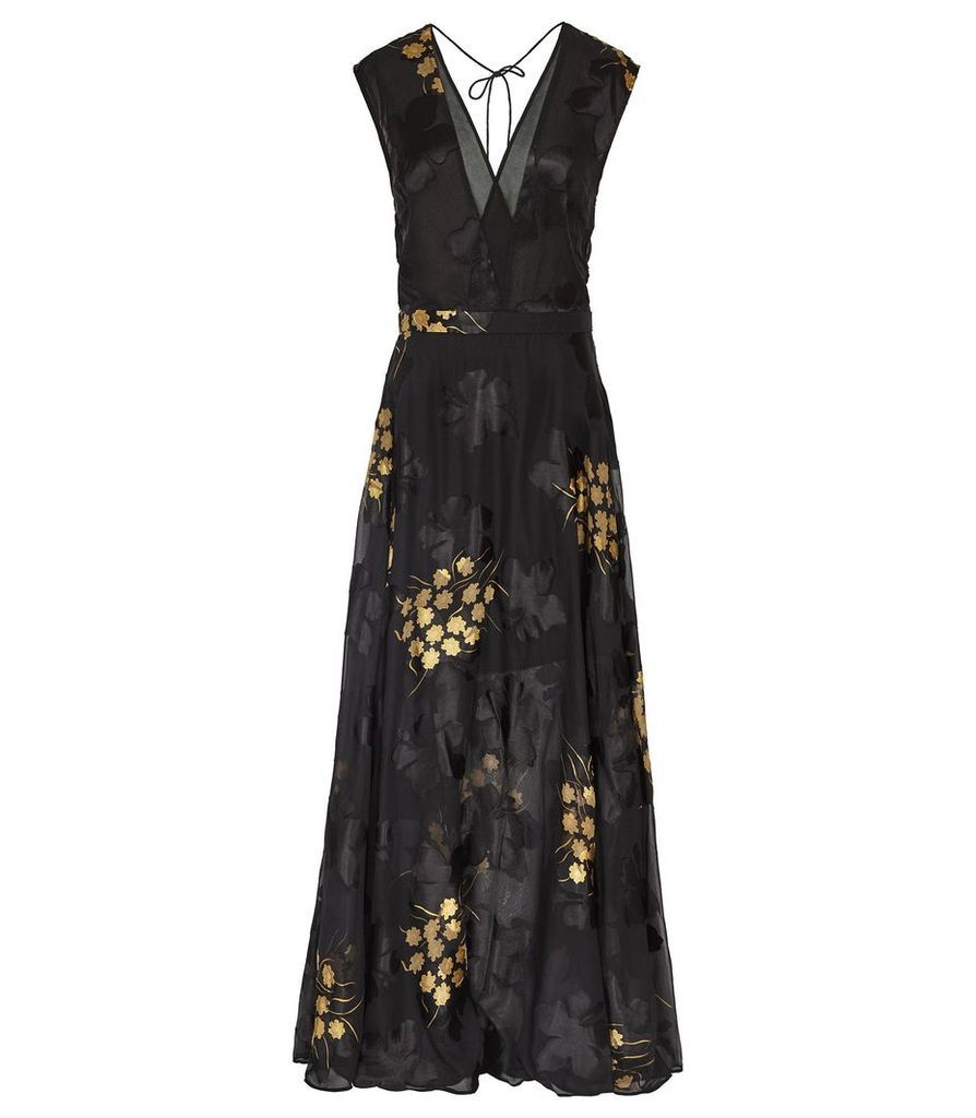 Reiss Kaira - Floral Burnout Maxi Dress in Multi, Womens, Size 16