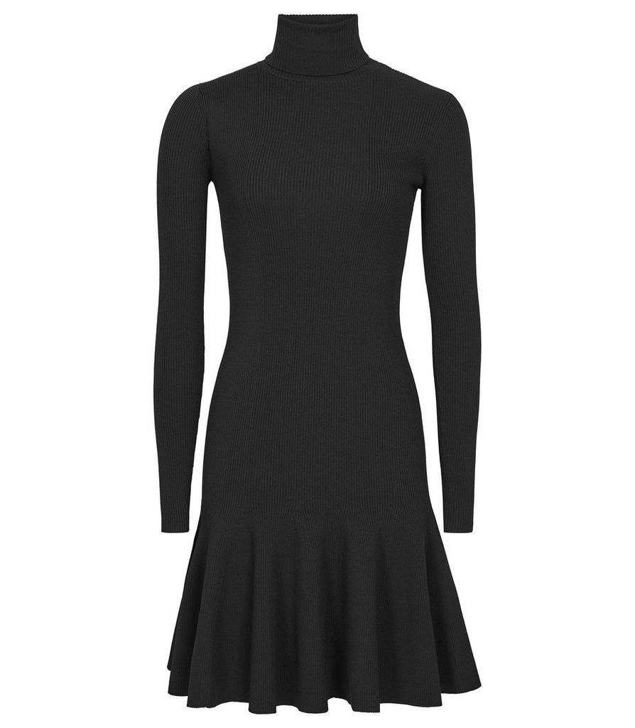 Reiss Mimi - Knitted Flippy Hem Dress in Black, Womens, Size XL