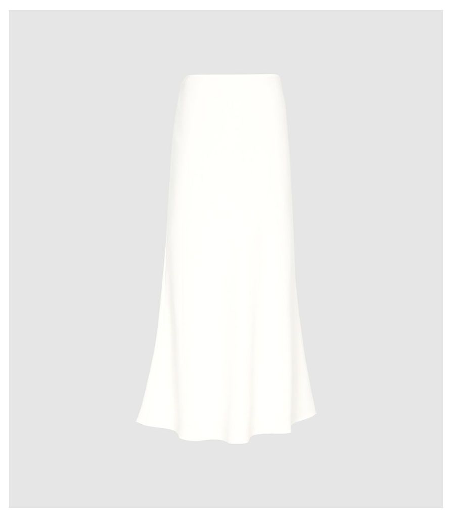 Reiss Remy - Crepe Slip Skirt in Ivory, Womens, Size 14