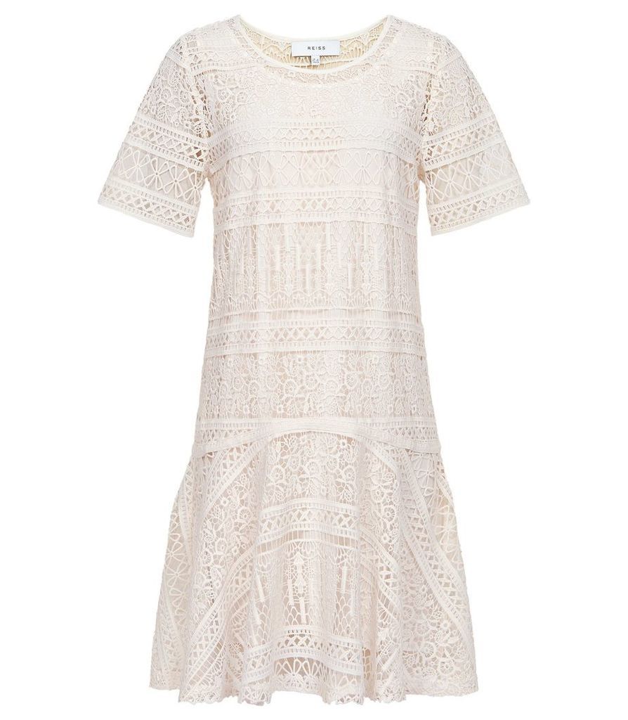 Reiss Linda - Lace Shift Dress in Off White, Womens, Size 16