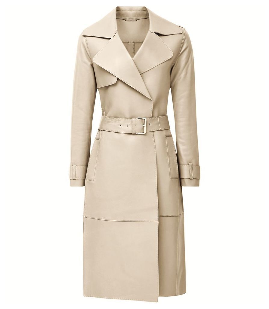 Reiss Roma - Leather Mac in Neutral, Womens, Size 14