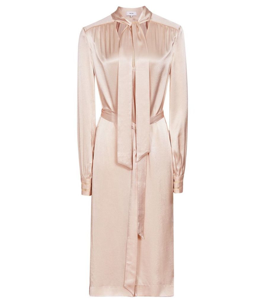Reiss Ray - Satin Long Line Shirt Dress in Neutral, Womens, Size 16