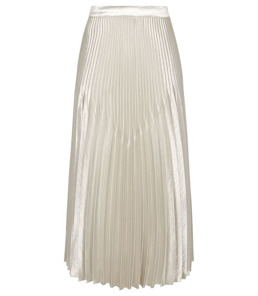 Reiss Isidora - Knife Pleat Skirt in Silver, Womens, Size 14