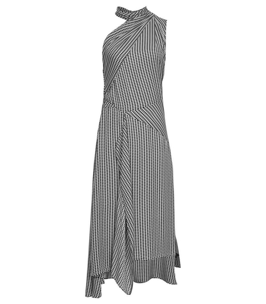 Reiss Adelia - Asymmetric Midi Dress in Monochrome, Womens, Size 16