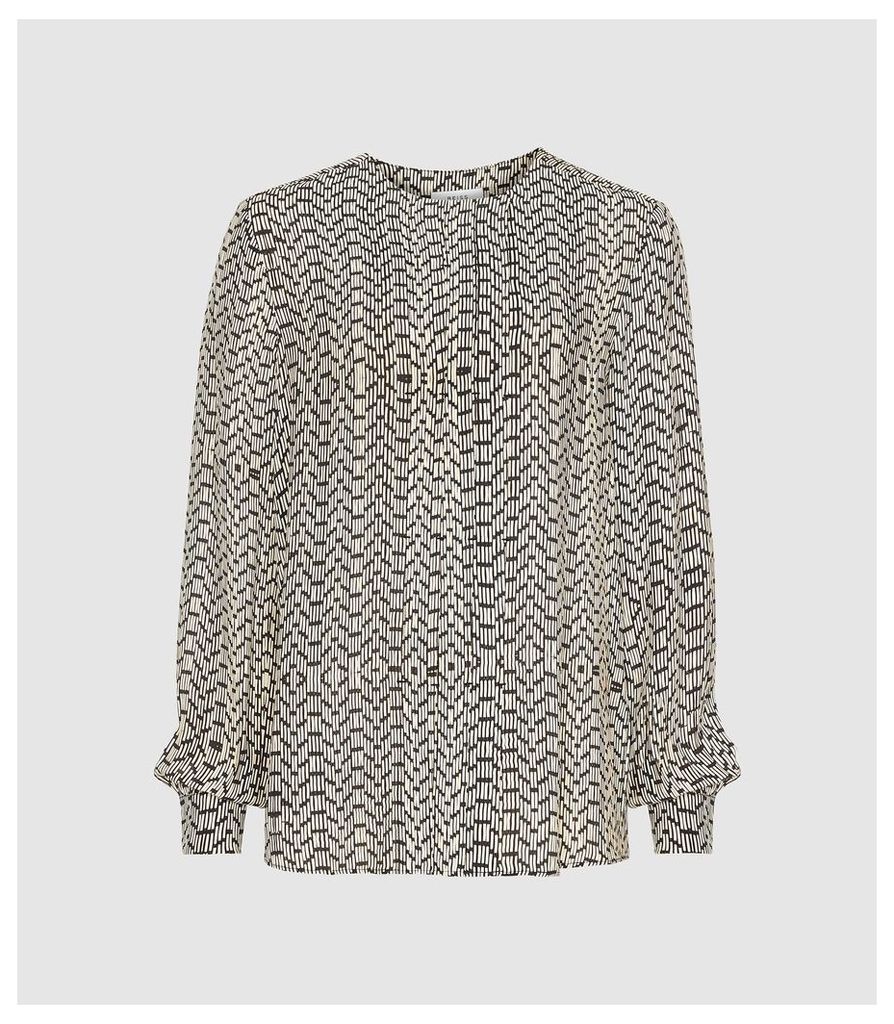 Reiss Celia - Printed Blouse in Neutral, Womens, Size 18