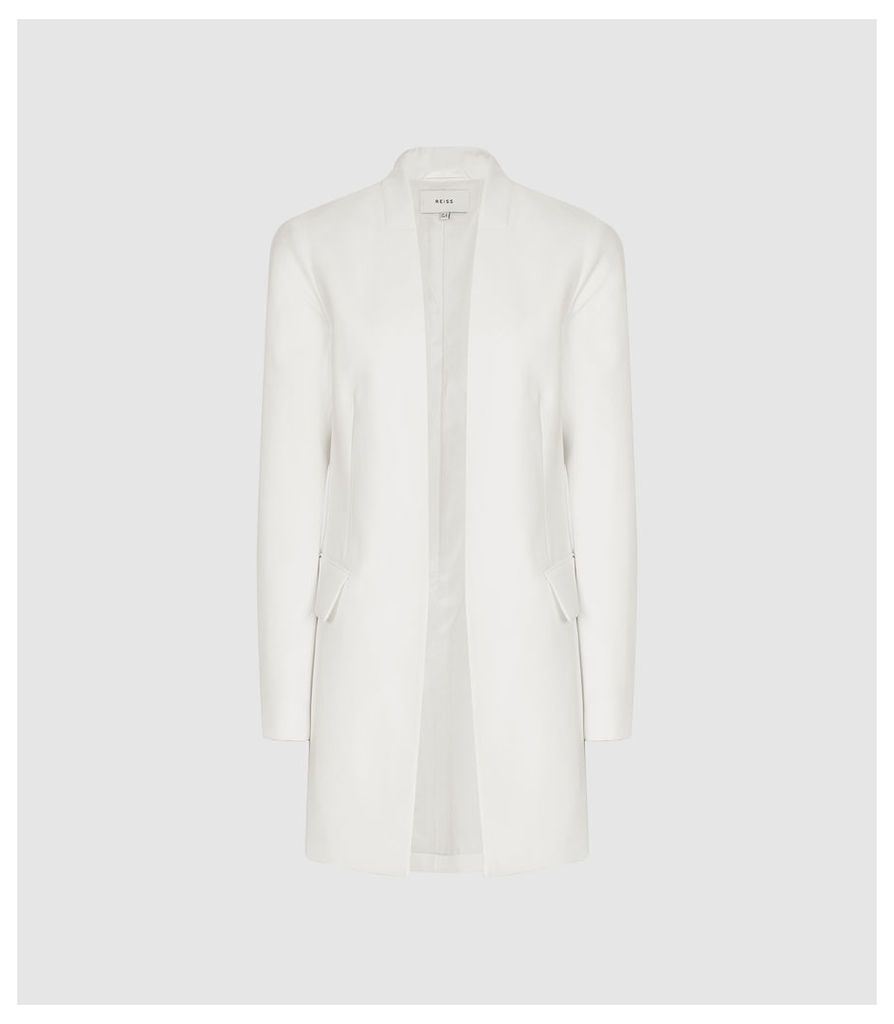 Reiss Tally - Collarless Blazer in White, Womens, Size 4