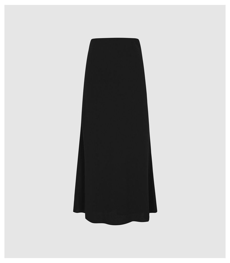 Reiss Remy - Crepe Slip Skirt in Black, Womens, Size 14
