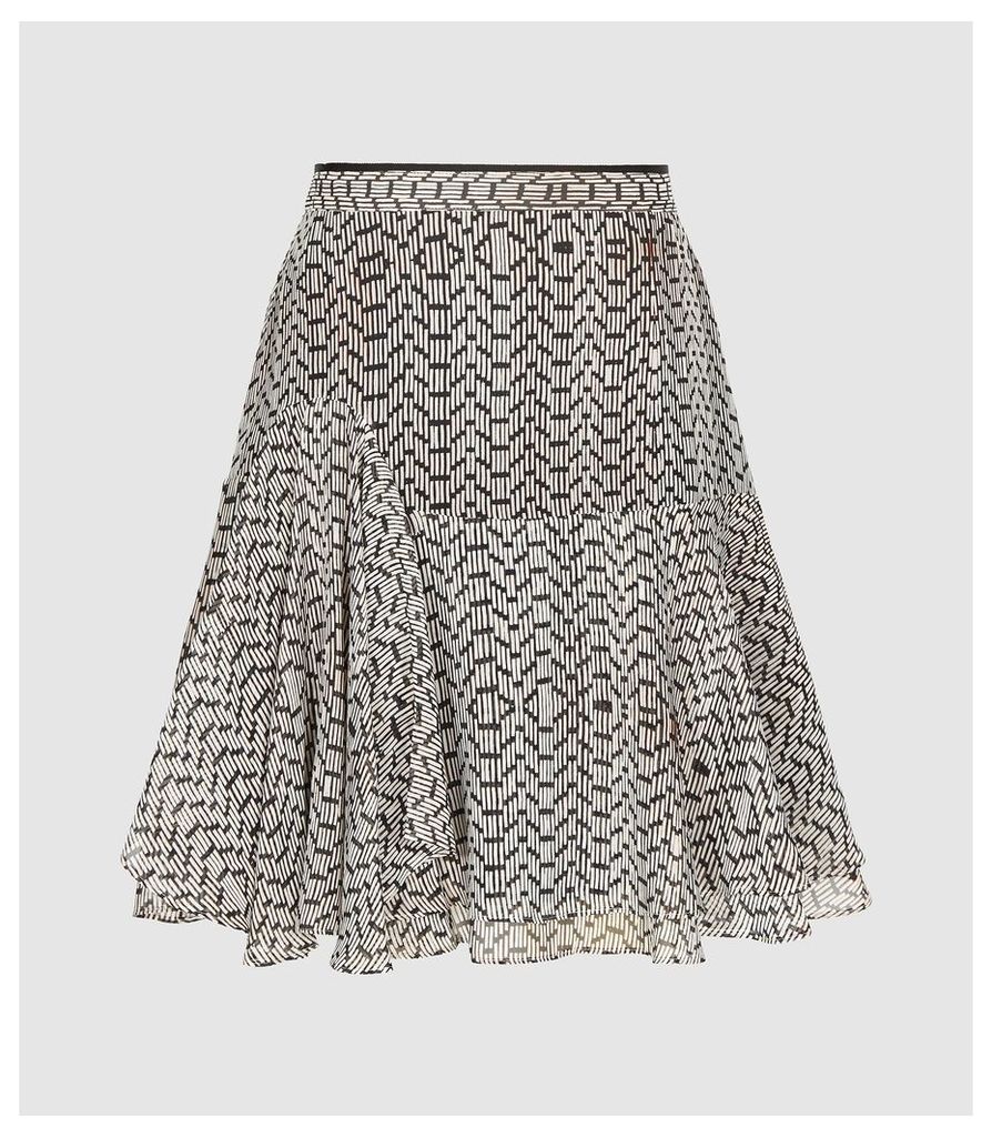 Reiss Margarita - Printed Mini Skirt in Neutral, Womens, Size 14