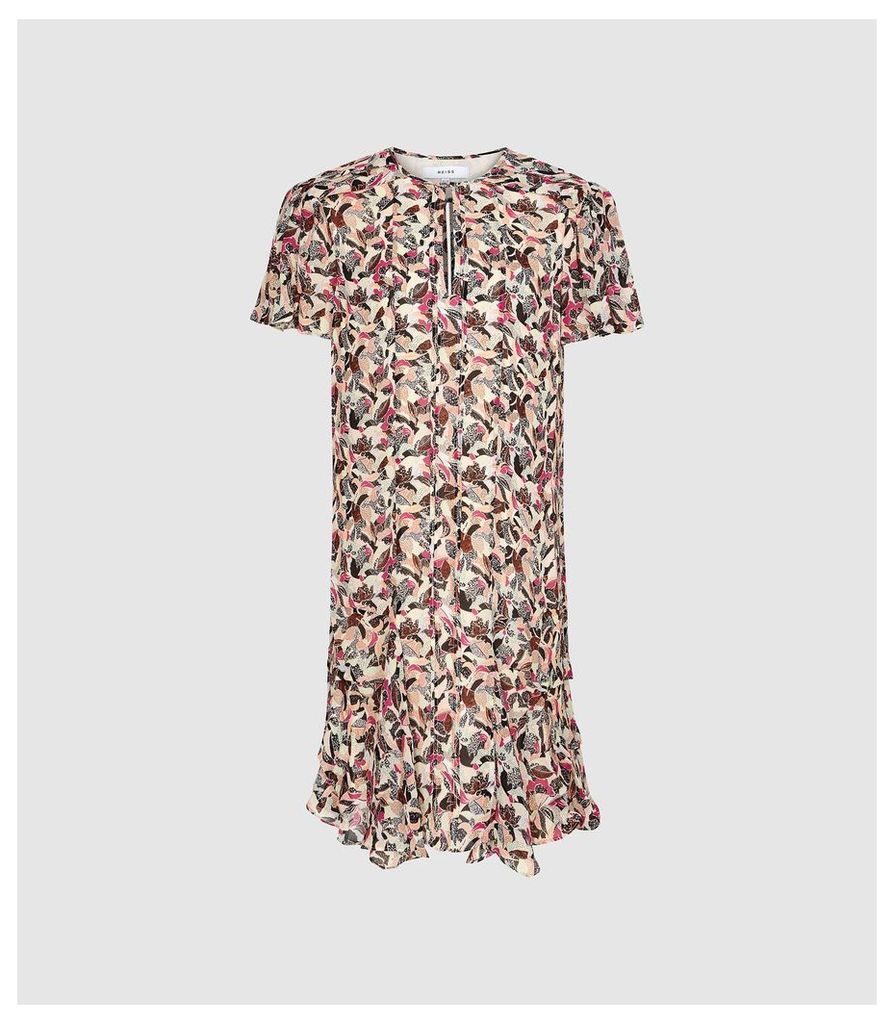 Reiss Stina - Floral Printed Day Dress in Pink/white, Womens, Size 14