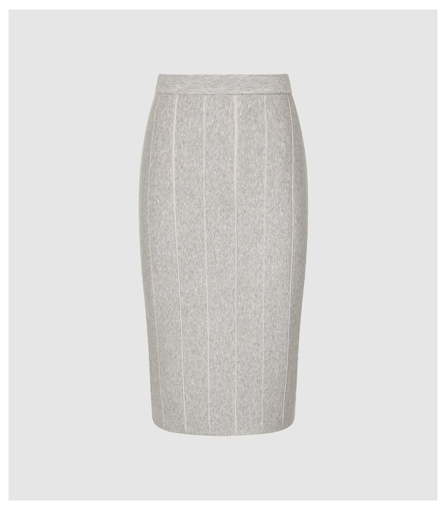 Reiss Rachel - Knitted Pencil Skirt in Grey, Womens, Size XXL