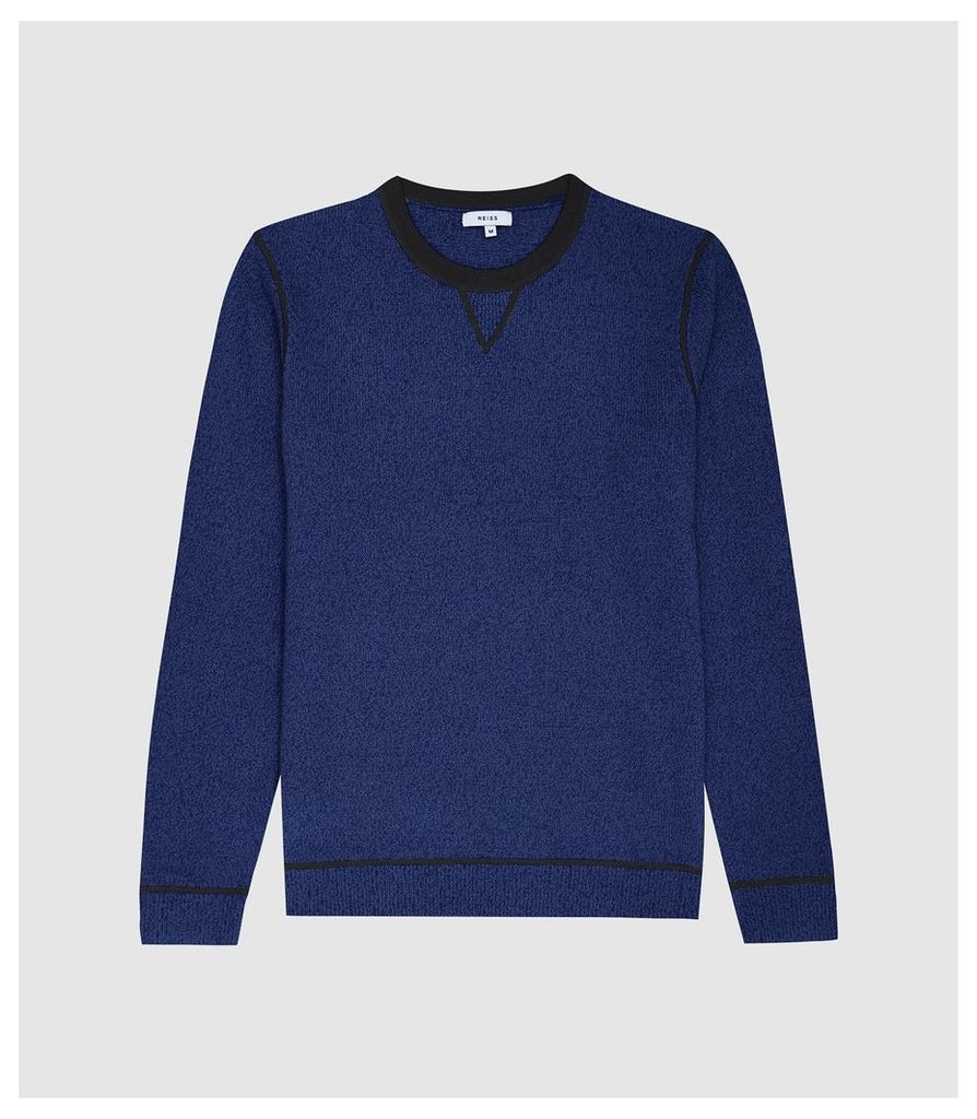 Reiss Allandale - Wool Blend Fluoro Jumper in Navy, Mens, Size XXL