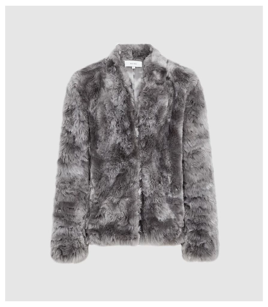 Reiss Millie Coat - Faux Fur Coat in Grey, Womens, Size XL