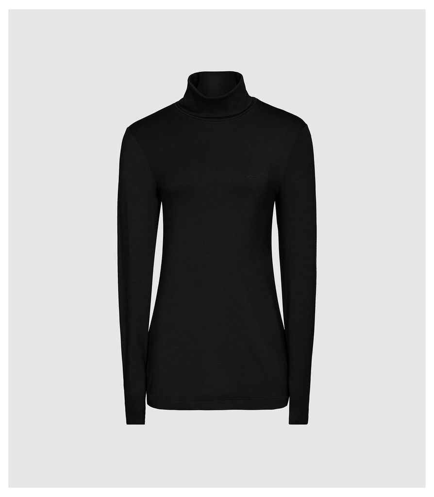 Reiss Charlie - Jersey Rollneck Top in Black, Womens, Size S