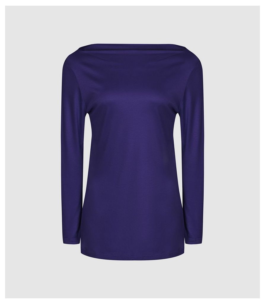 Reiss Marilyn - Straight Neck Top in Bright Blue, Womens, Size XL