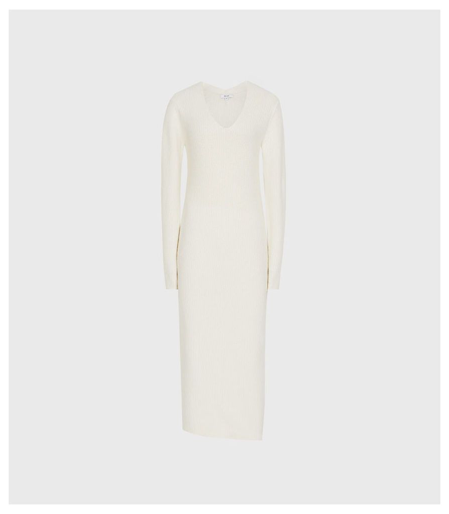Reiss Gina - Ribbed-knit Midi Dress in White, Womens, Size XL