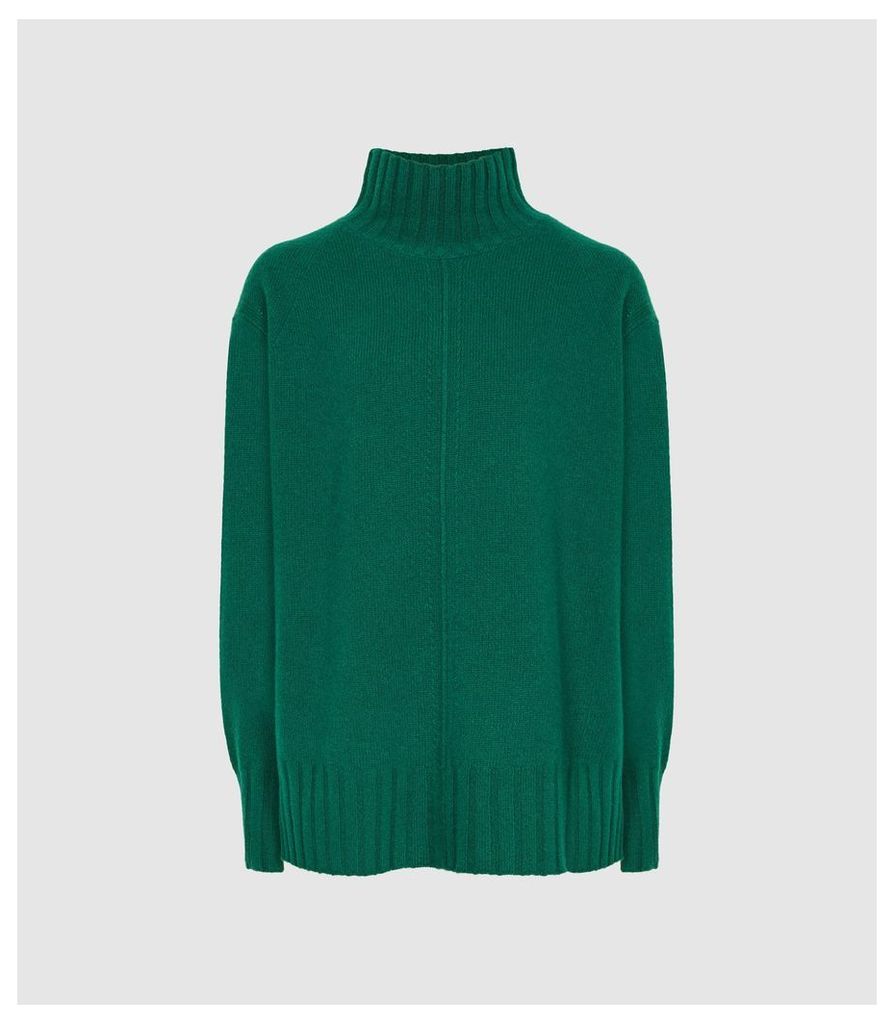 Reiss Bonnie - Wool Cashmere Blend Rollneck Jumper in Green, Womens, Size XXL