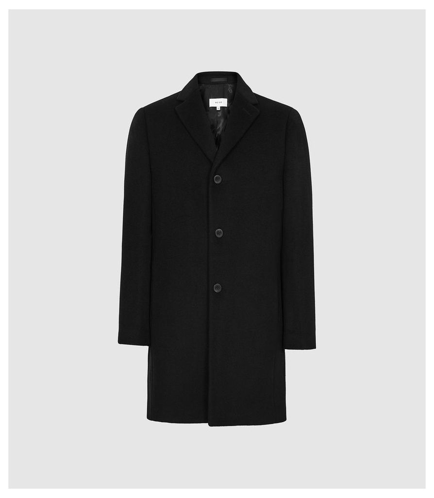 Reiss Gable - Wool Epsom Overcoat in Black, Mens, Size M