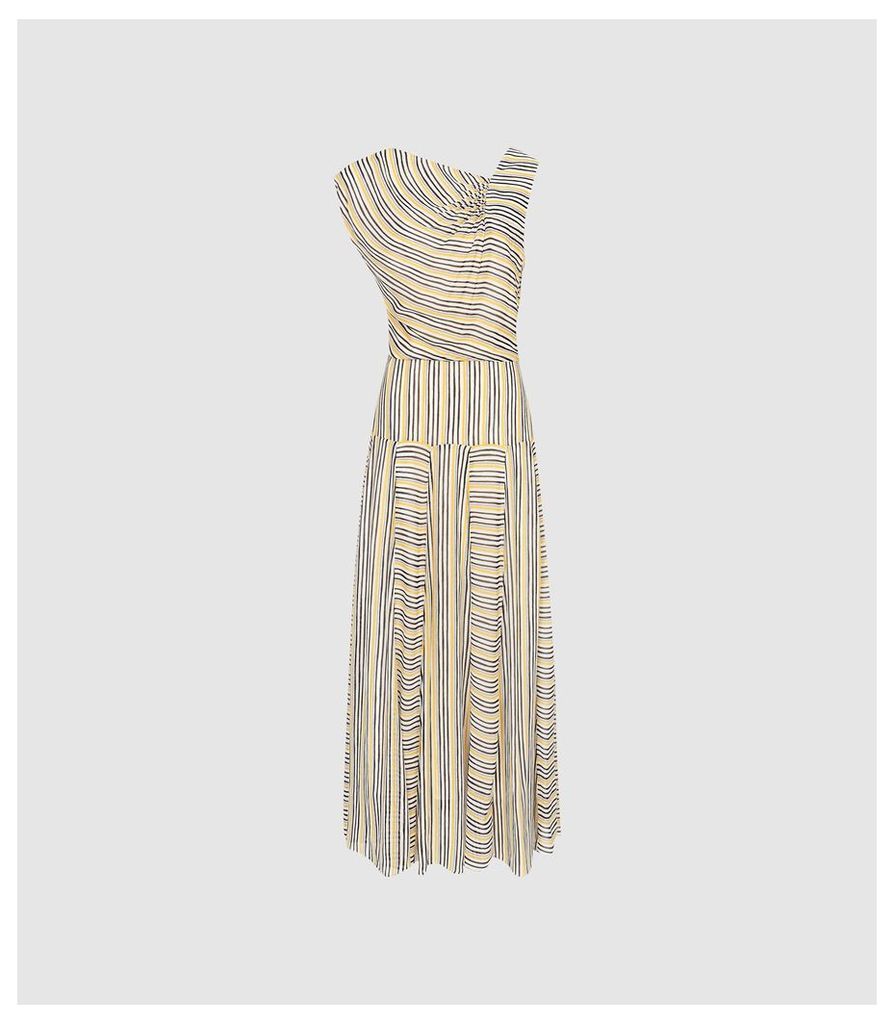 Reiss Raya - Striped Asymmetric Midi Dress in Multi, Womens, Size 16