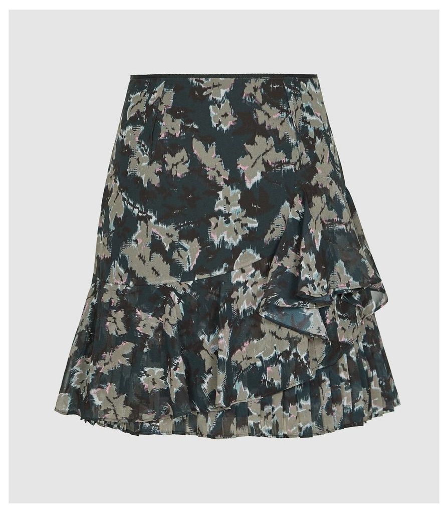 Reiss Lyon - Printed Mini Skirt in Navy, Womens, Size 14