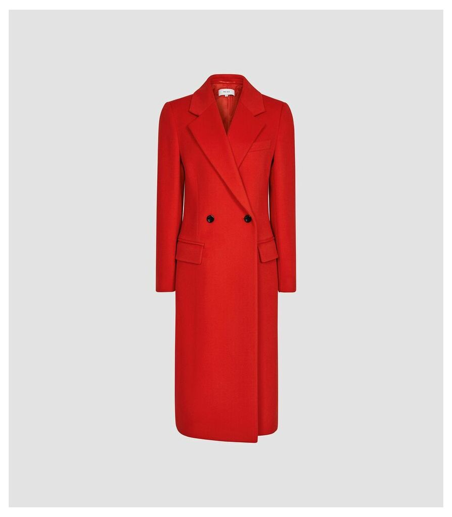 Reiss Sabel - Wool Blend Overcoat in Red, Womens, Size 14