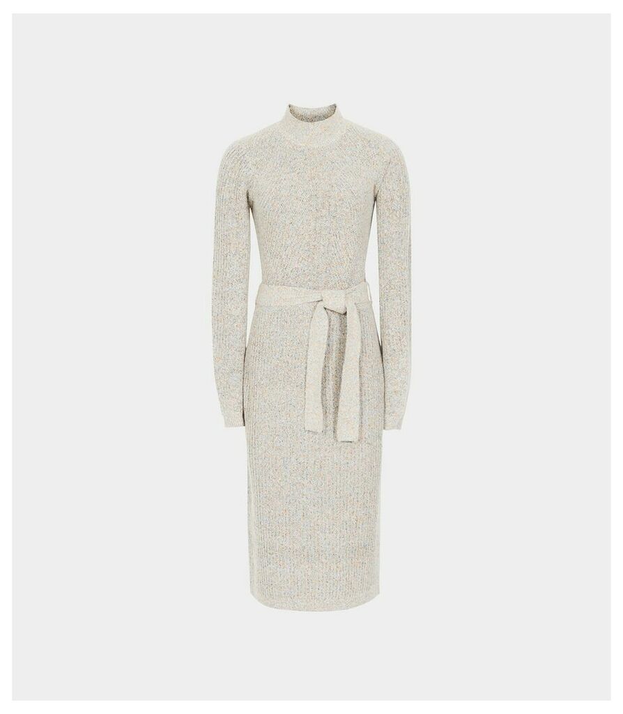 Reiss April - Textured Knitted Midi Dress in Grey, Womens, Size XL