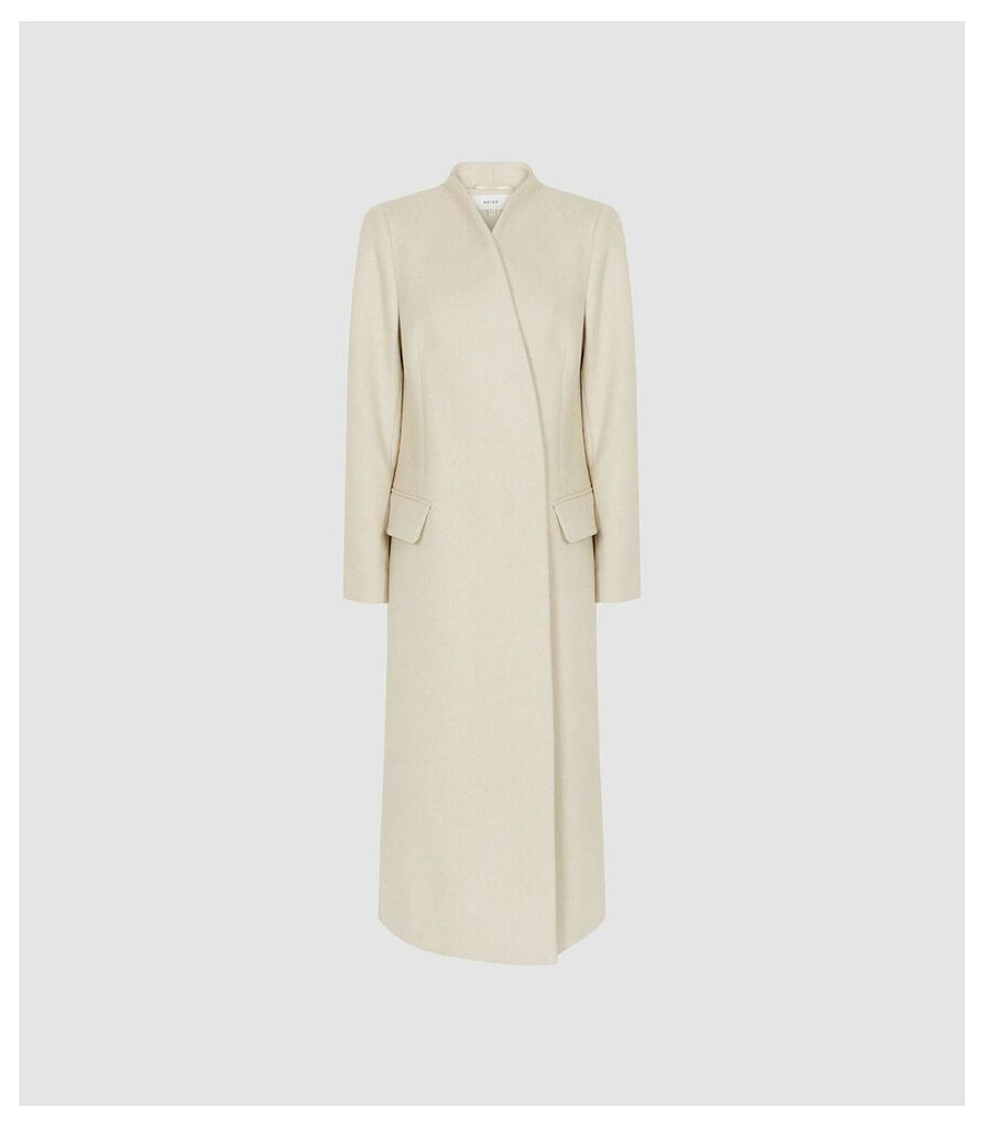 Reiss Willow - Wool Blend Coat in Cream, Womens, Size 14