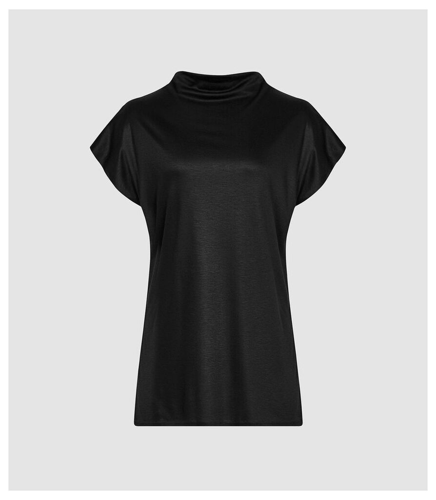 Reiss Pax - High Neck Top in Black, Womens, Size XL
