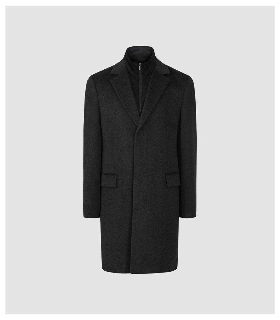 Reiss Coal - Overcoat With Removable Insert in Charcoal, Mens, Size XXL