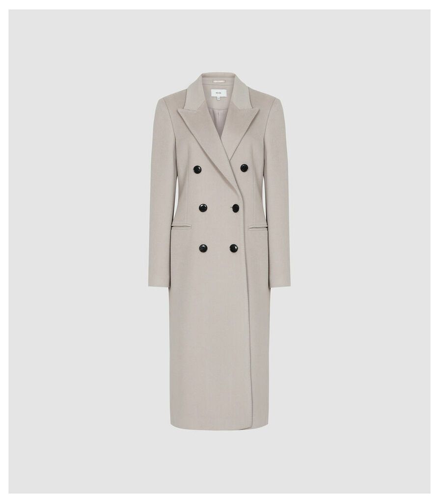 Reiss Maddie - Wool Blend Longline Coat in Silver Grey, Womens, Size 8
