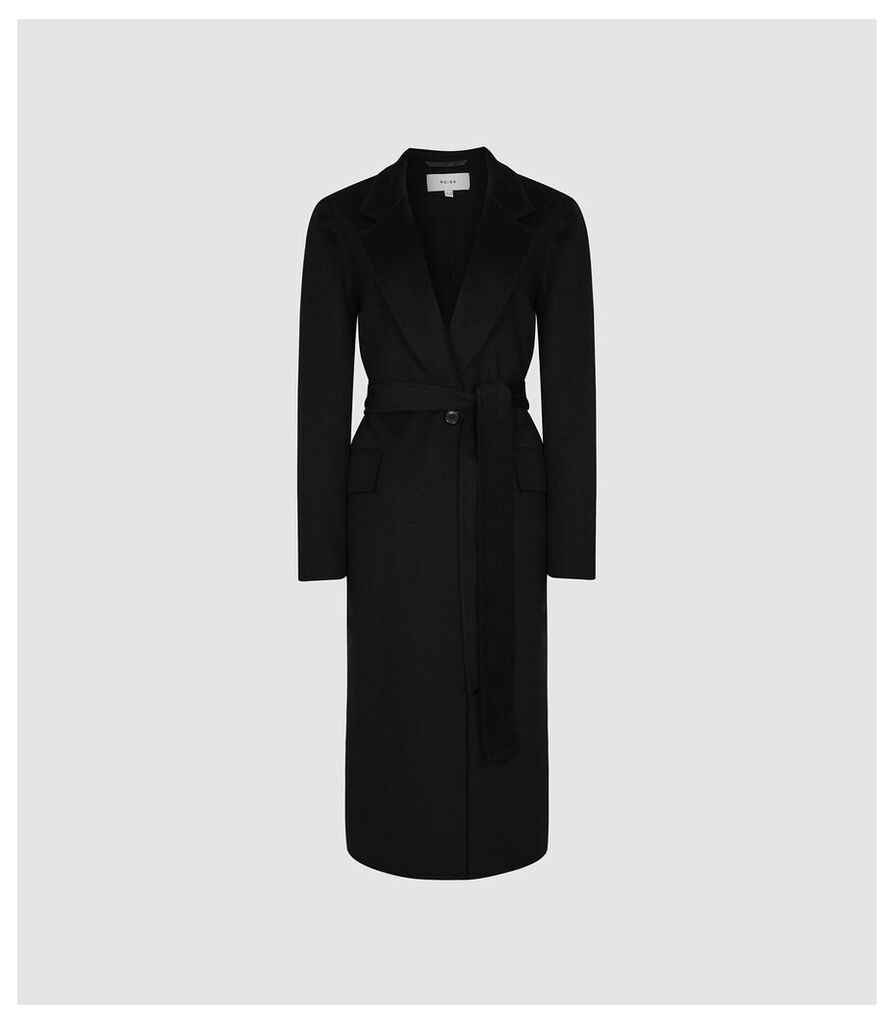 Reiss Ellie - Longline Overcoat in Black, Womens, Size 14