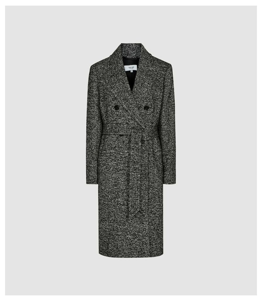 Reiss Madelyn - Boucle Longline Coat in Multi, Womens, Size 14