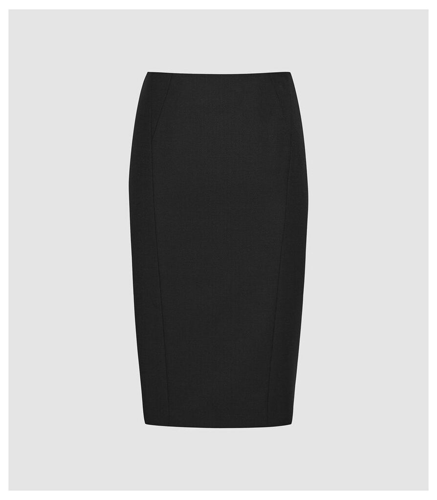 Reiss Hartley Skirt - Textured Pencil Skirt in Black, Womens, Size 16