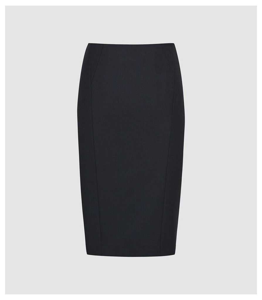 Reiss Hartley Skirt - Textured Pencil Skirt in Navy, Womens, Size 12