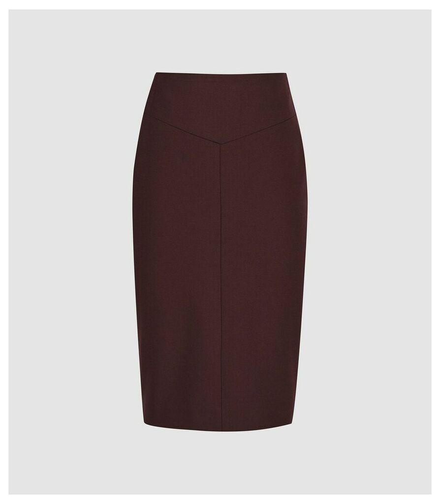 Reiss Lissia Skirt - Textured Pencil Skirt in Berry, Womens, Size 8