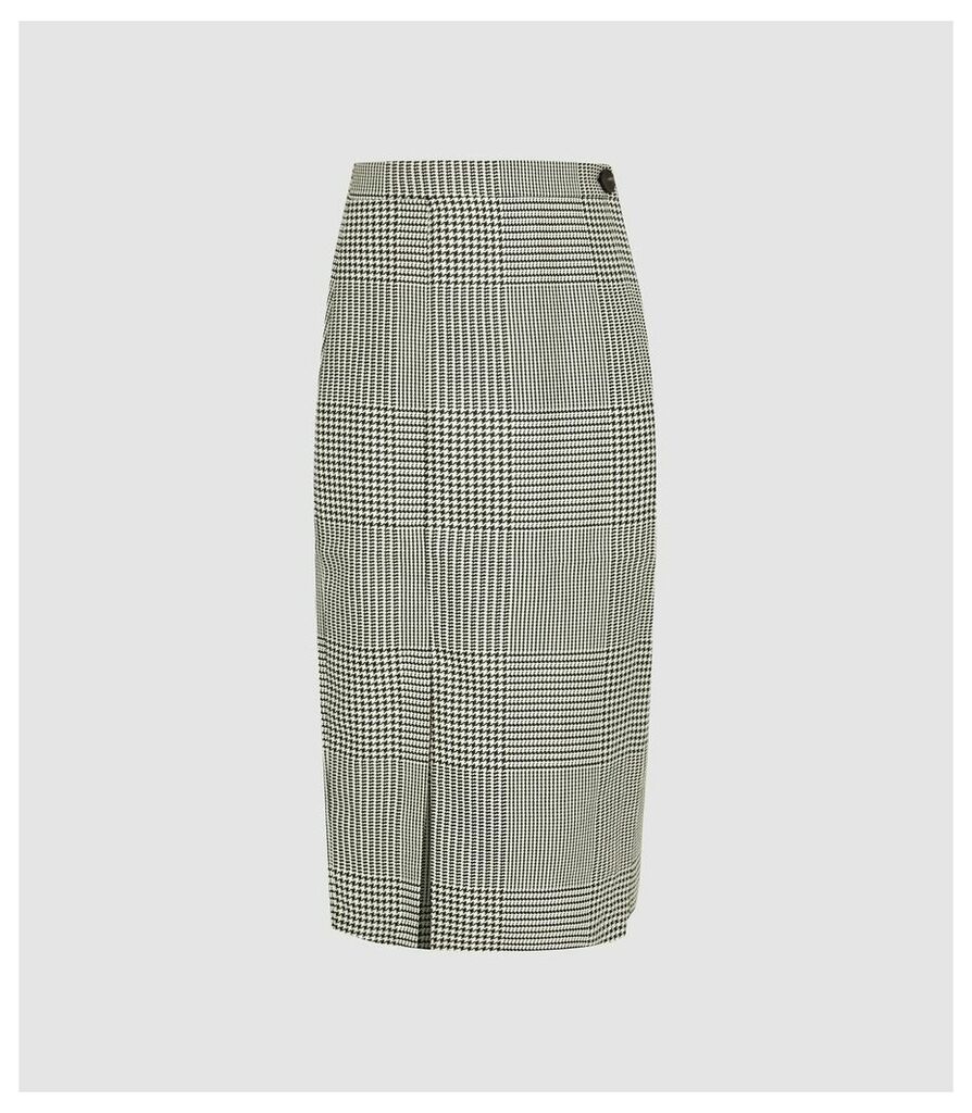 Reiss Tyler Skirt - Wrap Front Checked Skirt in Monochrome, Womens, Size 8