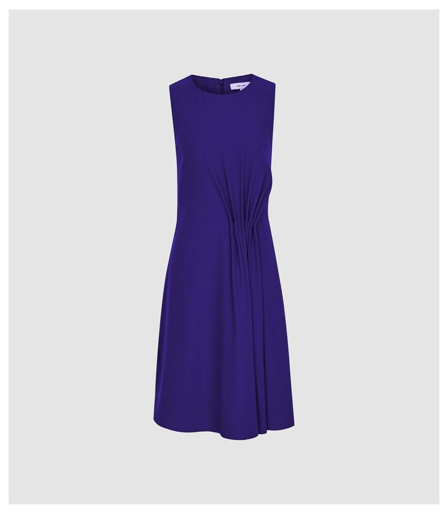 Reiss Nadia - Pleat Detail Day Dress in Blue, Womens, Size 16