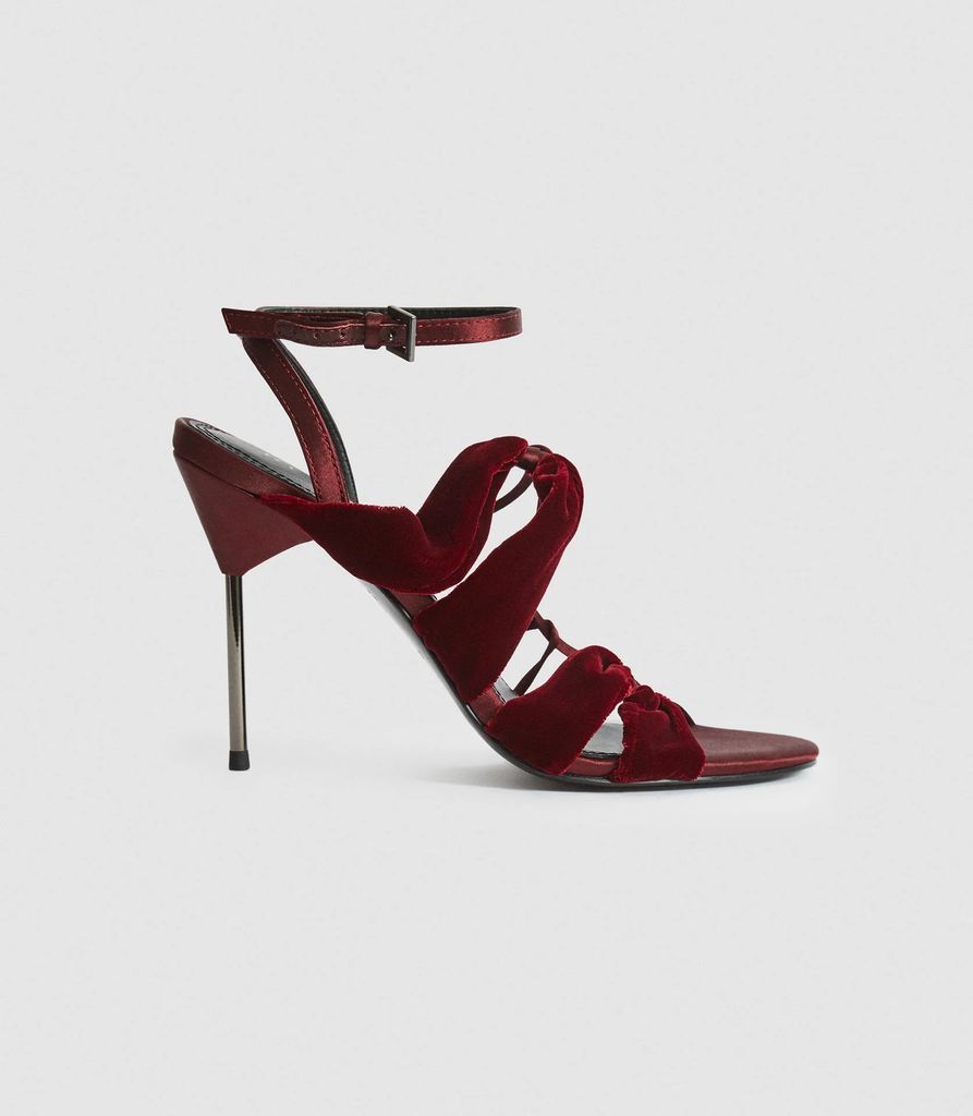 Monroe - Velvet Pin-heel Sandals in Plum, Womens, Size 3