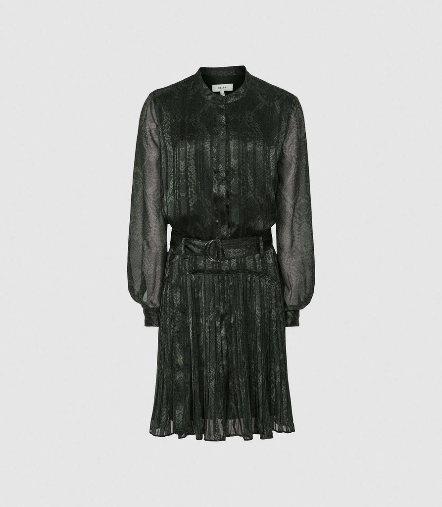 Gillian - Snake-print Mini Dress in Black, Womens, Size 4