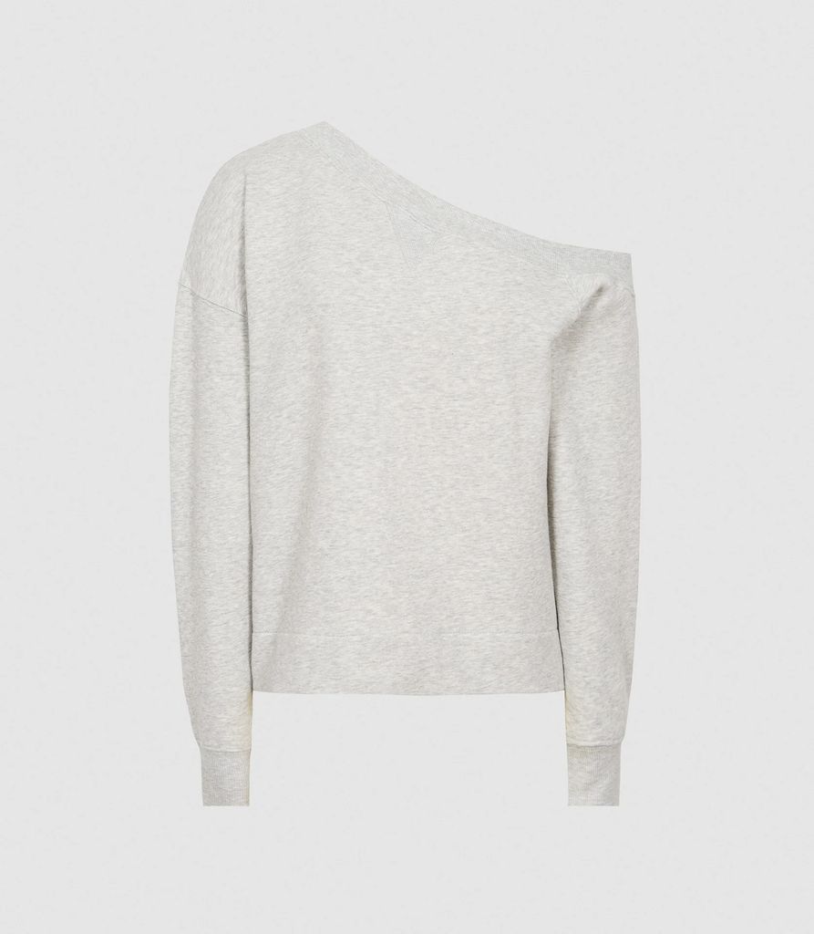 Poppy - Off-the-shoulder Loungewear Sweatshirt in Grey Marl, Womens, Size XS