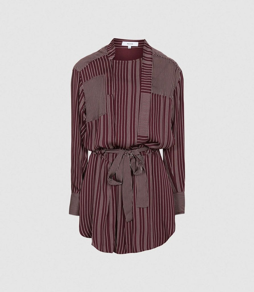 Albi - Striped Shirt Dress in Berry/Ivory, Womens, Size 4