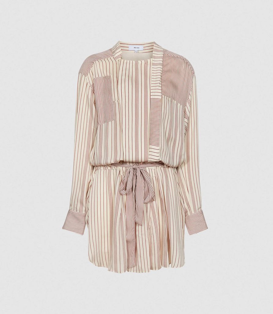 Alba - Striped Shirt Dress in Cream, Womens, Size 4